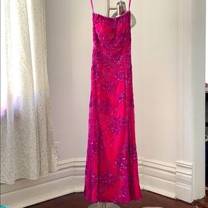 Gorgeous Magenta Beaded Prom Dress